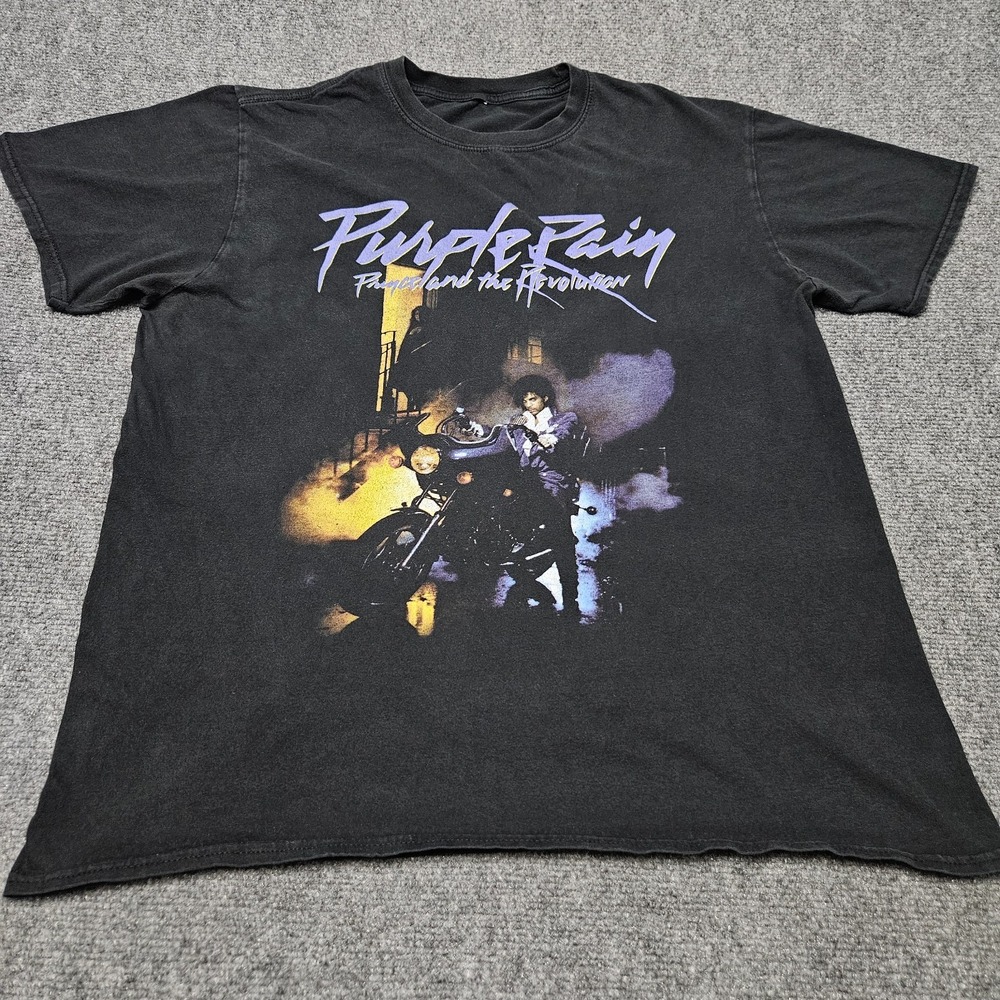 Prince Purple Rain T-Shirt Mens XL Black Graphic Band Tee Music Revolution Retro